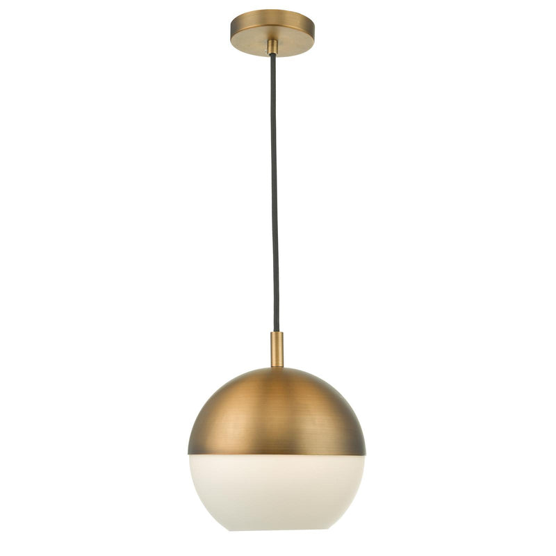Dar Lighting Andre Pendant Aged Brass Opal Glass • AND0142