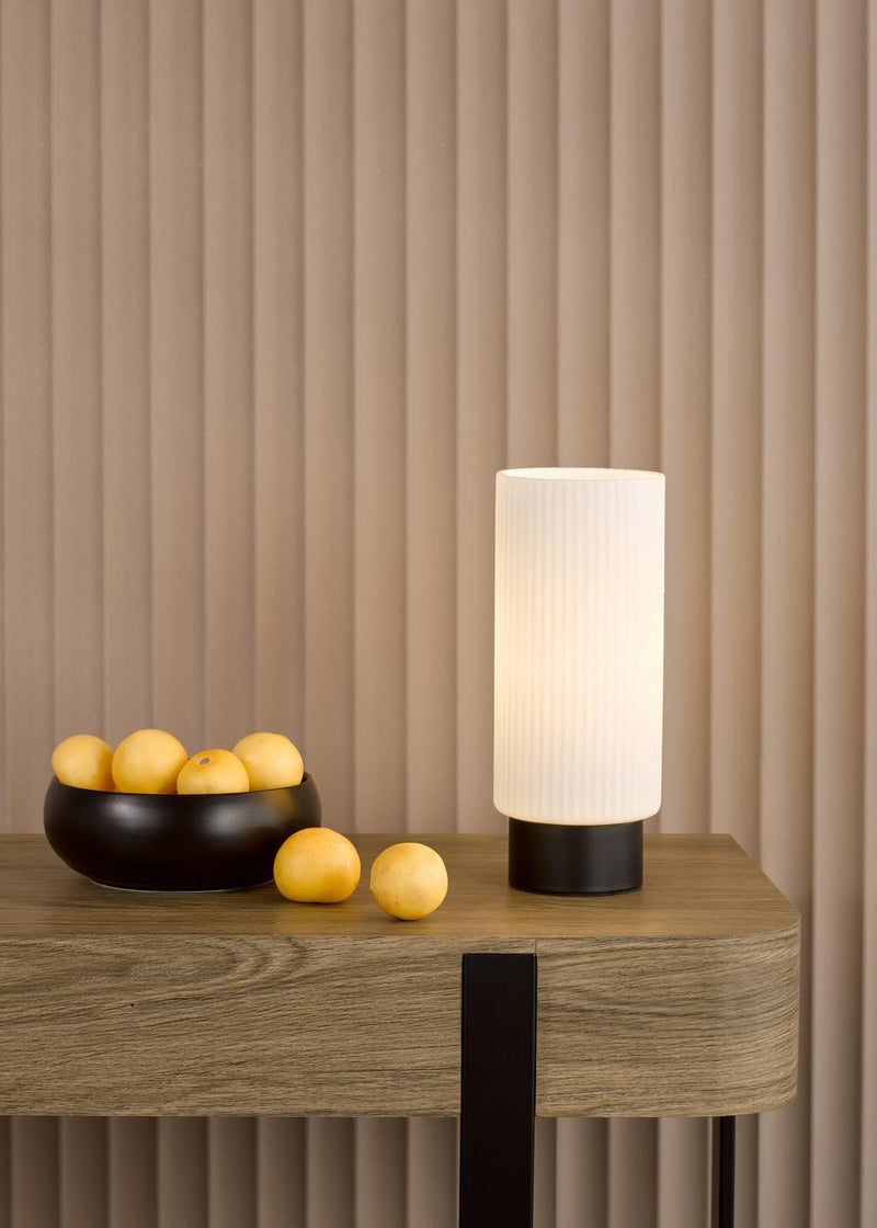 Dar Lighting Aneska Table Lamp Matt Black and Opal Glass • ANE4022