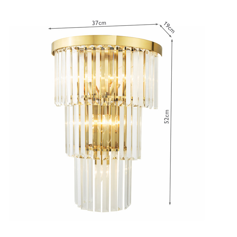 Dar Lighting Angel 6 Light Wall Light Crystal and Antique Gold • ANG3035
