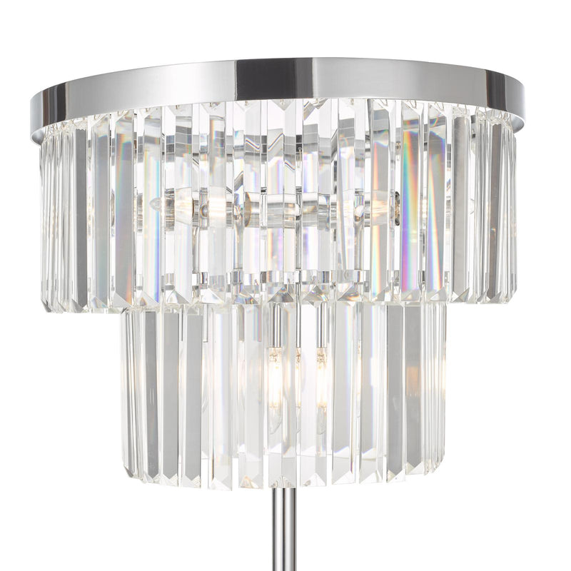 Dar Lighting Angel 6 Light Floor Lamp Crystal and Polished Chrome • ANG4908