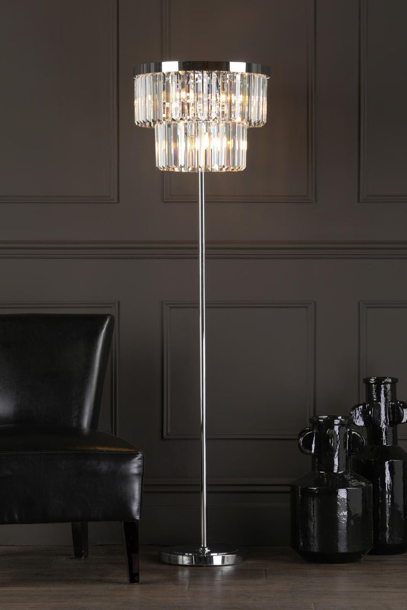 Dar Lighting Angel 6 Light Floor Lamp Crystal and Polished Chrome • ANG4908