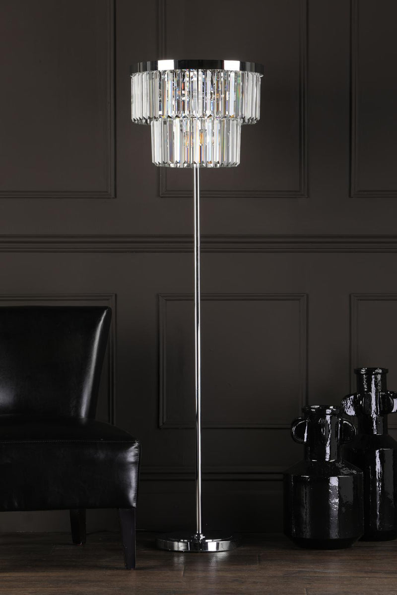 Dar Lighting Angel 6 Light Floor Lamp Crystal and Polished Chrome • ANG4908