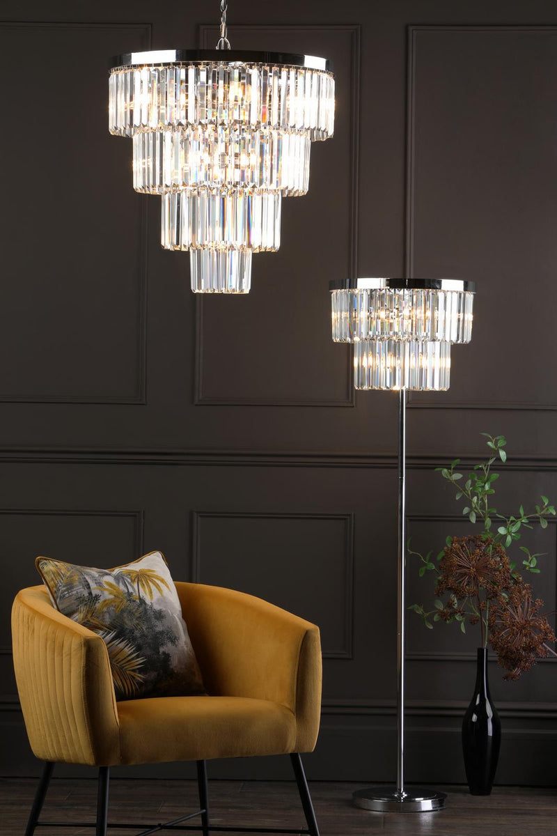 Dar Lighting Angel 6 Light Floor Lamp Crystal and Polished Chrome • ANG4908