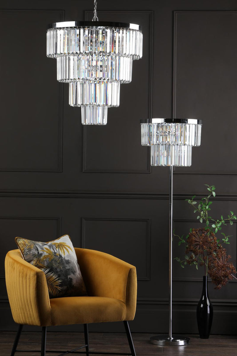 Dar Lighting Angel 6 Light Floor Lamp Crystal and Polished Chrome • ANG4908