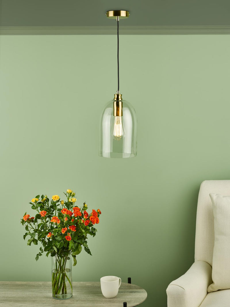 Dar Lighting Archie Pendant Satin Bronze Glass  • ARC0163