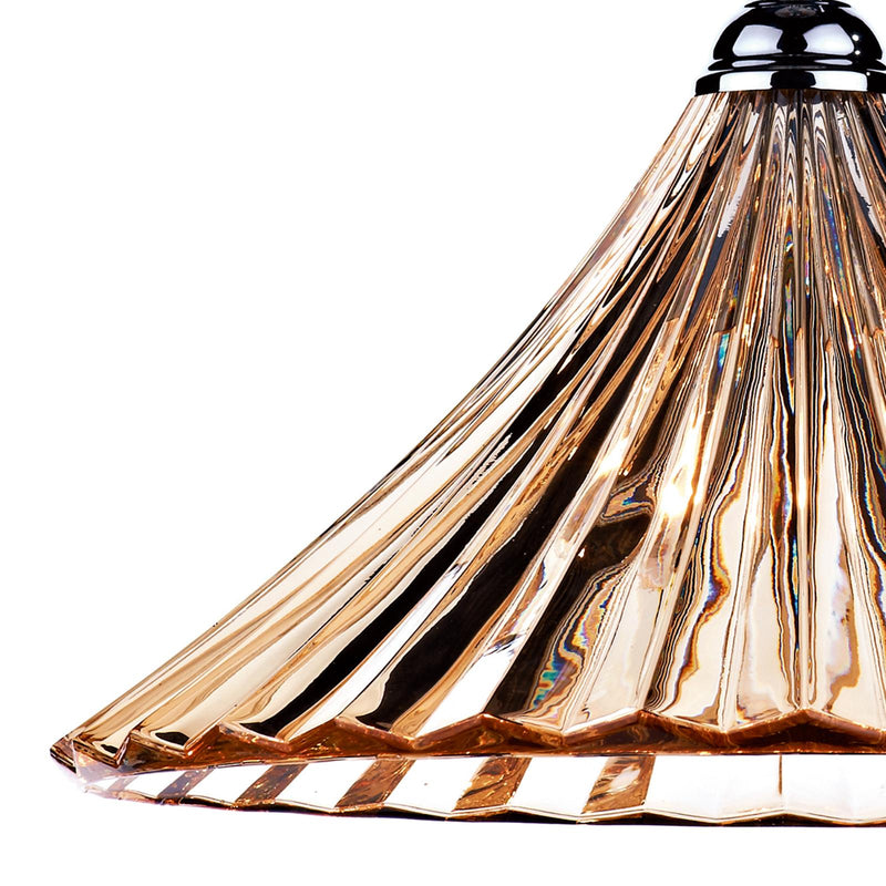 Dar Lighting Ardeche 1 Light Large Pendant Amber Glass & Antique Brass • ARD866