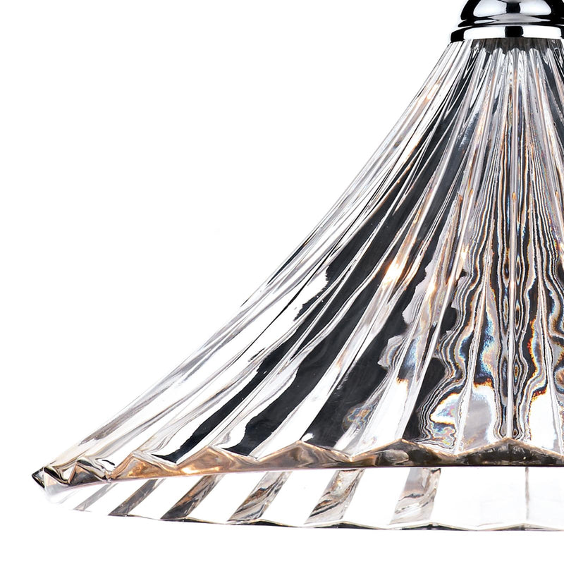 Dar Lighting Ardeche 1 Light Large Pendant Clear Glass Polished Chrome • ARD868
