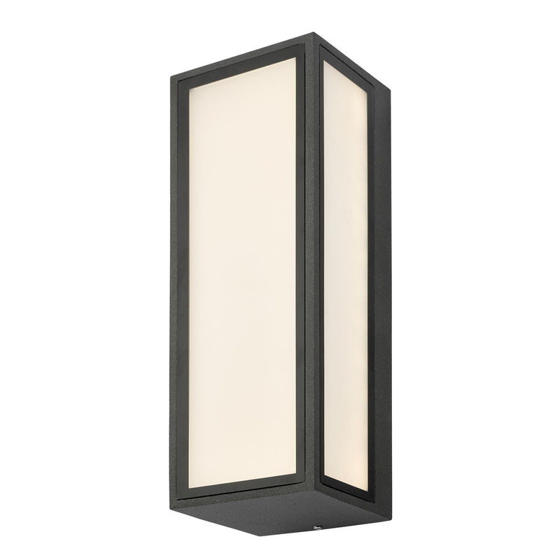 Dar Lighting Arham Outdoor Wall Light Matt Grey Frosted Glass IP65 LED • ARH2139