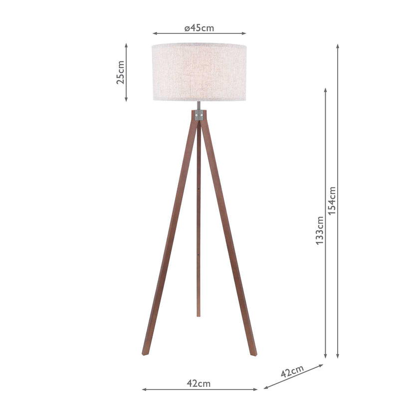 Dar Lighting Armitage Tripod Floor Lamp Dark Wood With Shade • ARM4947