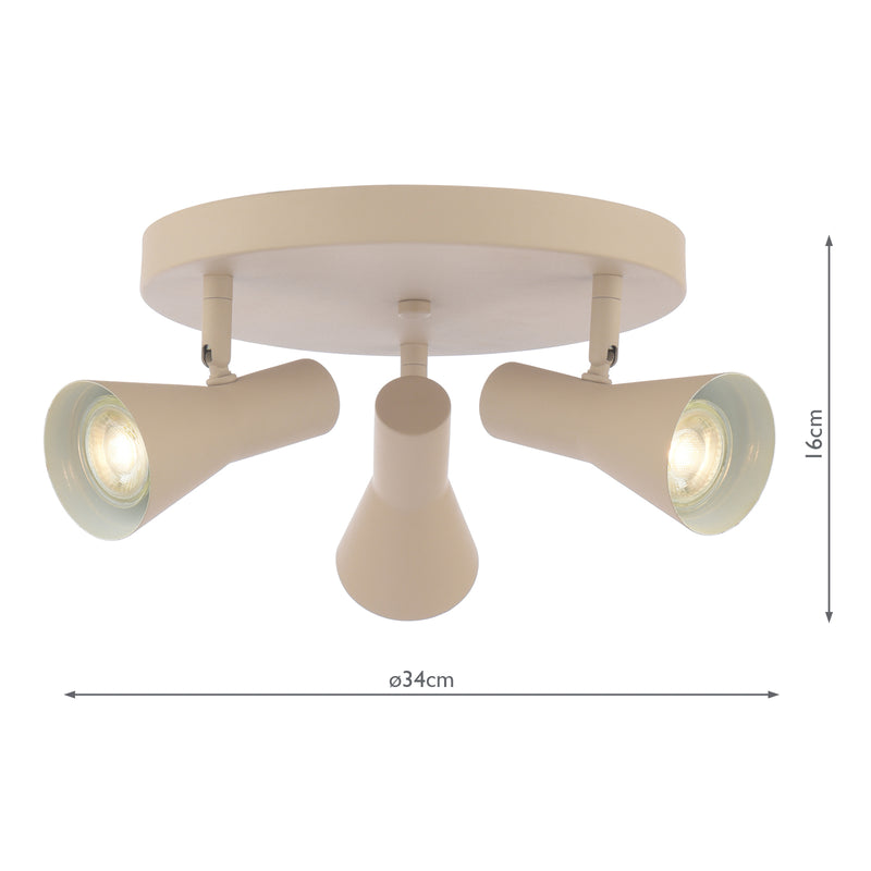 Dar Lighting Arnel 3 Light Plate Spotlight Satin Taupe • ARN7629