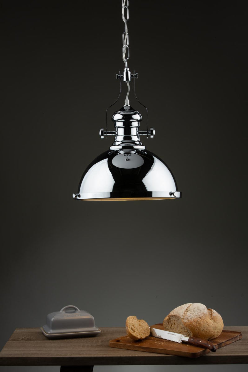 Dar Lighting Arona 1 Light Pendant Polished Chrome • ARO0138