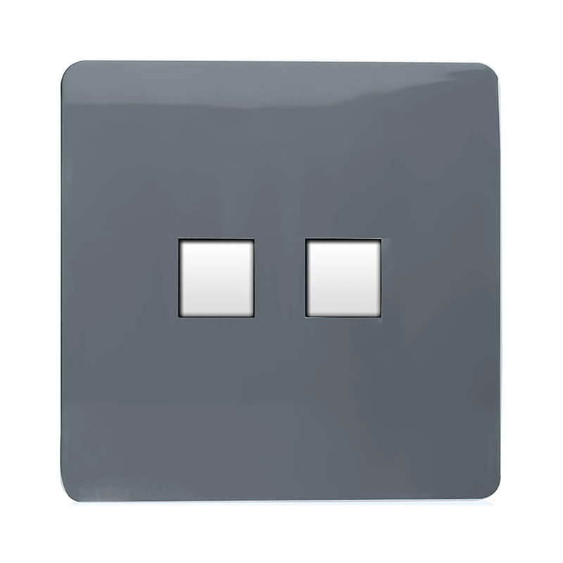Trendi, Artistic Modern TV Co-Axial & PC Ethernet Warm Grey Finish, BRITISH MADE, (35mm Back Box Required), 5yrs Warranty • ART-TV+PCWG