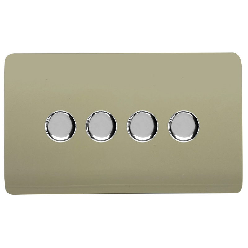 Trendi, Artistic Modern 4 Gang 2 Way LED Dimmer Switch 5-150W LED / 120W Tungsten Per Dimmer, Champagne Gold Finish, (35mm Back Box Required) 5yrs Warranty • ART-4LDMGO