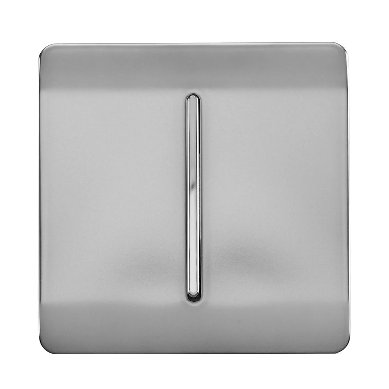 Trendi, Artistic Modern 10A Triple Pole Bathroom Fan Isolator Switch Brushed Steel Finish, BRITISH MADE, (25mm Back Box Required), 5yrs Warranty • ART-FIBS