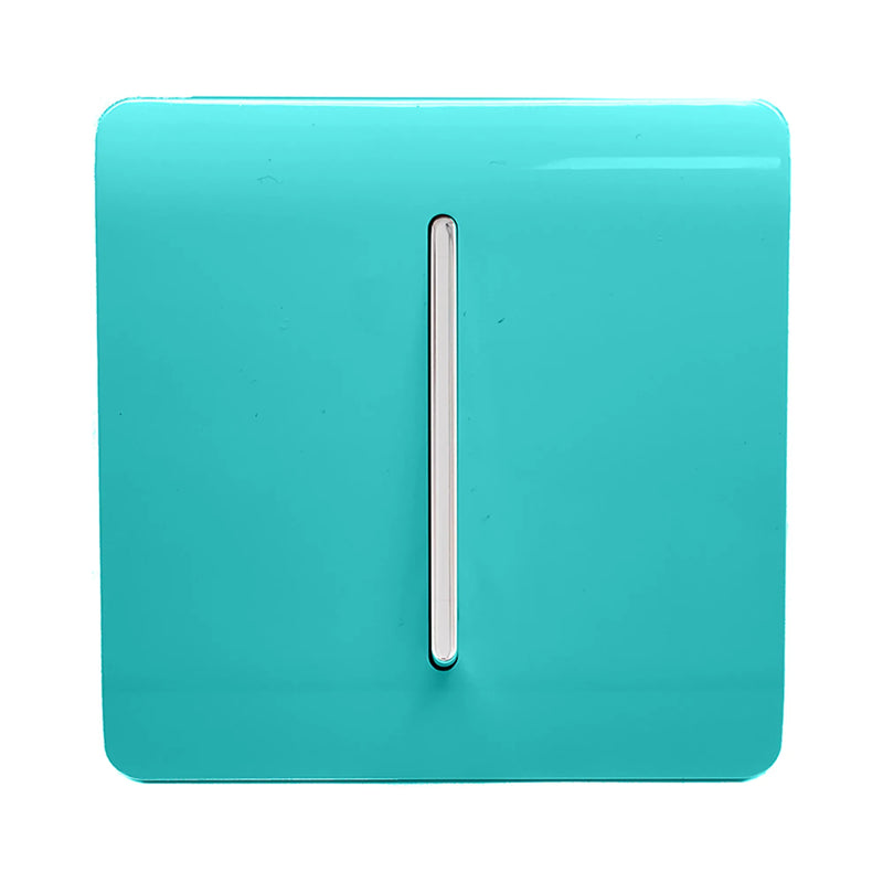 Trendi, Artistic Modern 10A Triple Pole Bathroom Fan Isolator Switch Bright Teal Finish, BRITISH MADE, (25mm Back Box Required), 5yrs Warranty • ART-FIBT
