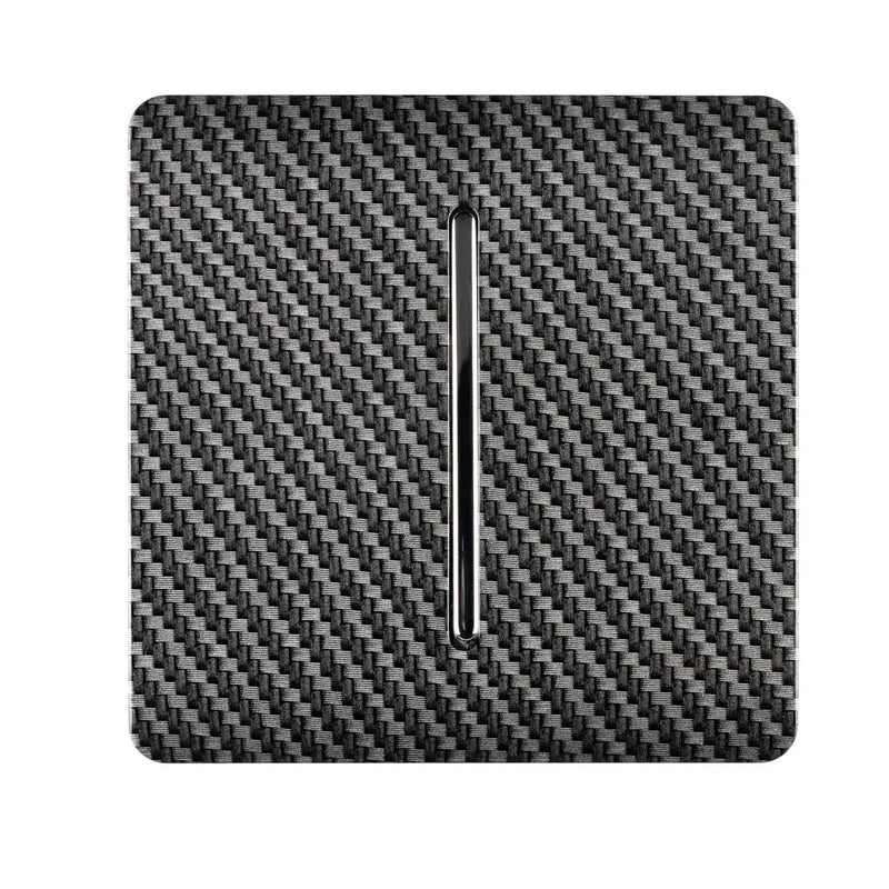 Trendi, Artistic Modern 10A Triple Pole Bathroom Fan Isolator Switch Carbon Fibre Finish, BRITISH MADE, (25mm Back Box Required), 10yrs Warranty • ART-FICF