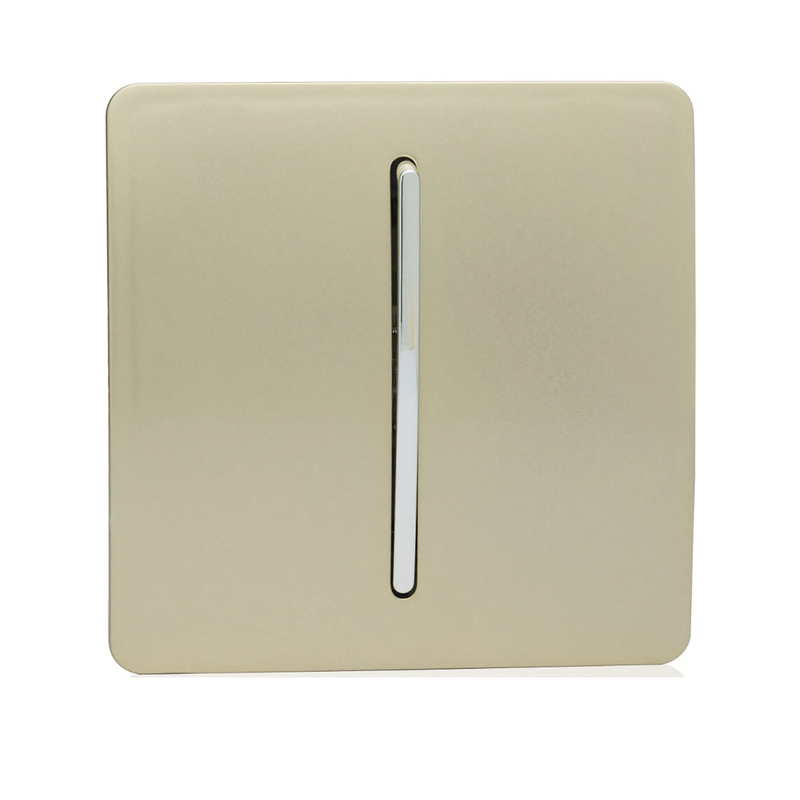 Trendi, Artistic Modern 10A Triple Pole Bathroom Fan Isolator Switch Champagne Gold Finish, BRITISH MADE, (25mm Back Box Required), 5yrs Warranty • ART-FIGO