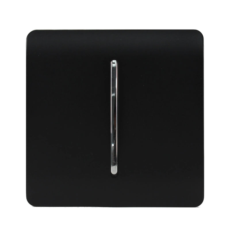 Trendi, Artistic Modern 10A Triple Pole Bathroom Fan Isolator Switch Matt Black Finish, BRITISH MADE, (25mm Back Box Required), 5yrs Warranty • ART-FIMBK