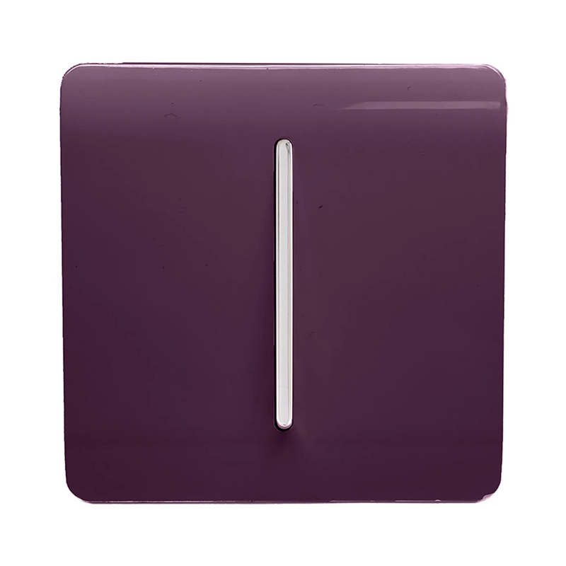 Trendi, Artistic Modern 10A Triple Pole Bathroom Fan Isolator Switch Plum Finish, BRITISH MADE, (25mm Back Box Required), 5yrs Warranty • ART-FIPL