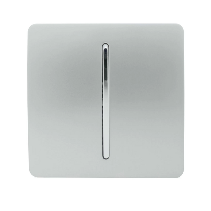 Trendi, Artistic Modern 10A Triple Pole Bathroom Fan Isolator Switch Silver Finish, BRITISH MADE, (25mm Back Box Required), 5yrs Warranty • ART-FISI