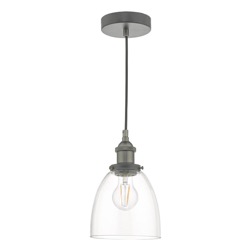 Dar Lighting Arvin Pendant Antique Chrome & Glass • ARV0161