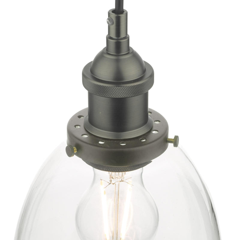 Dar Lighting Arvin Pendant Antique Chrome & Glass • ARV0161