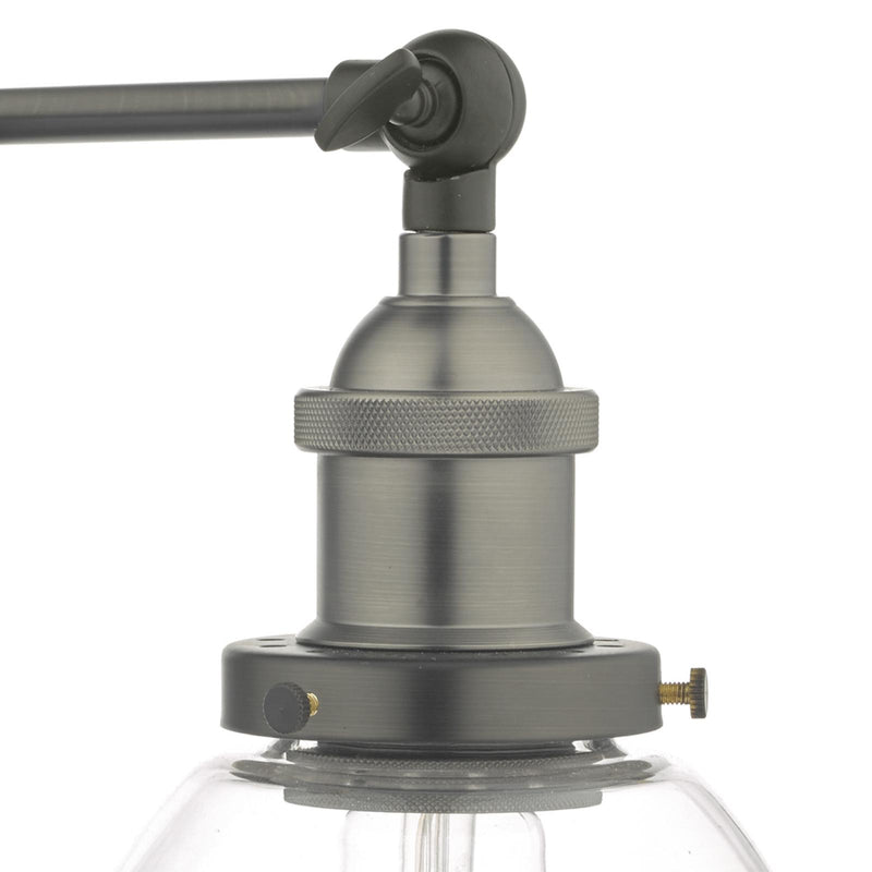 Dar Lighting Arvin Industrial Wall Light Antique Chrome with Clear Glass Shade • ARV0761