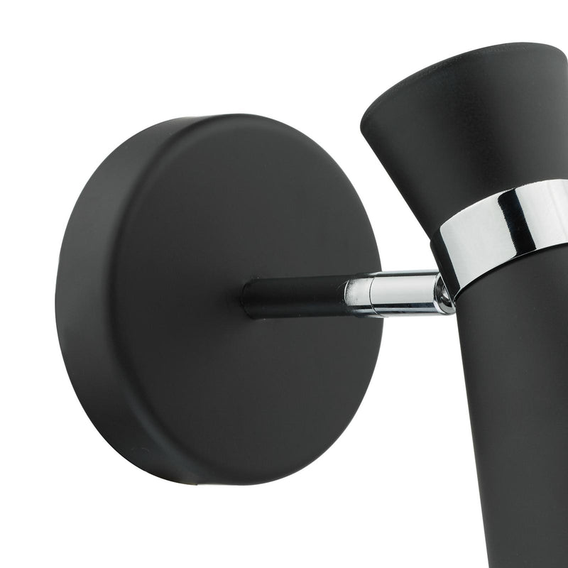 Dar Lighting Ashworth Single Wall Spotlight Matt Black Polished Chrome • ASH0722