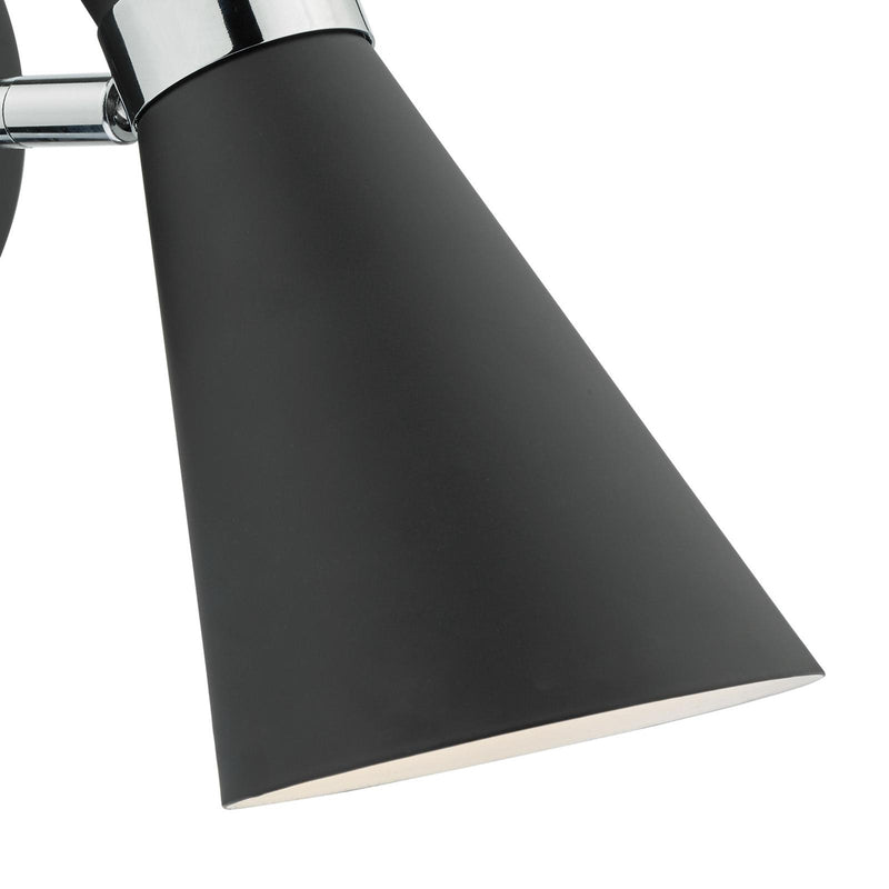 Dar Lighting Ashworth Single Wall Spotlight Matt Black Polished Chrome • ASH0722