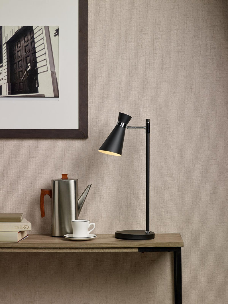 Dar Lighting Ashworth Table Lamp Matt Black & Polished Chrome • ASH4122