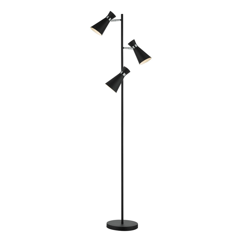 Dar Lighting Ashworth 3 Light Floor Lamp Matt Black and Polished Chrome • ASH4922