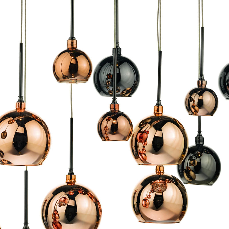 Dar Lighting Aurelia 15 Light Bar Pendant Black Chrome & Copper/Bronze Glass • AUR6264