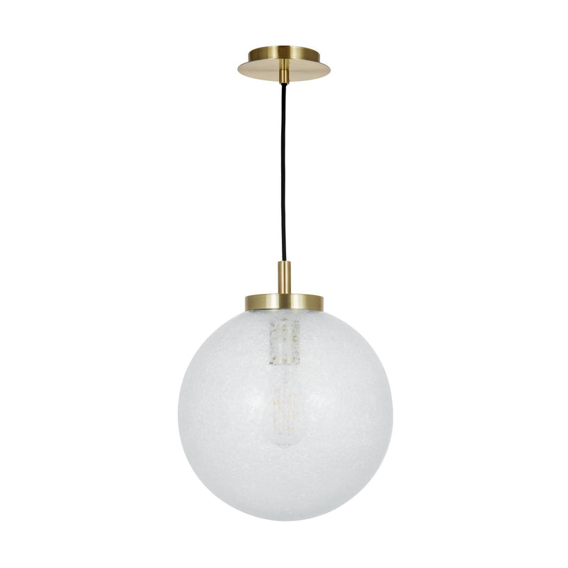 Dar Lighting Avari 1 Light Pendant Satin Brass And Clear Frosted Glass • AVA0141