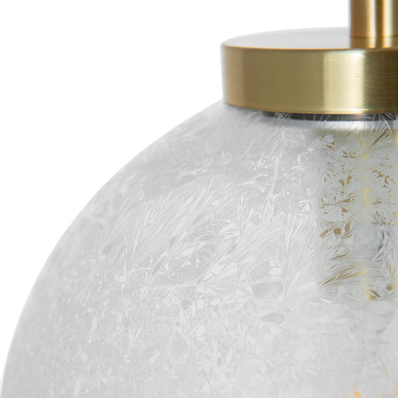 Dar Lighting Avari 1 Light Pendant Satin Brass And Clear Frosted Glass • AVA0141