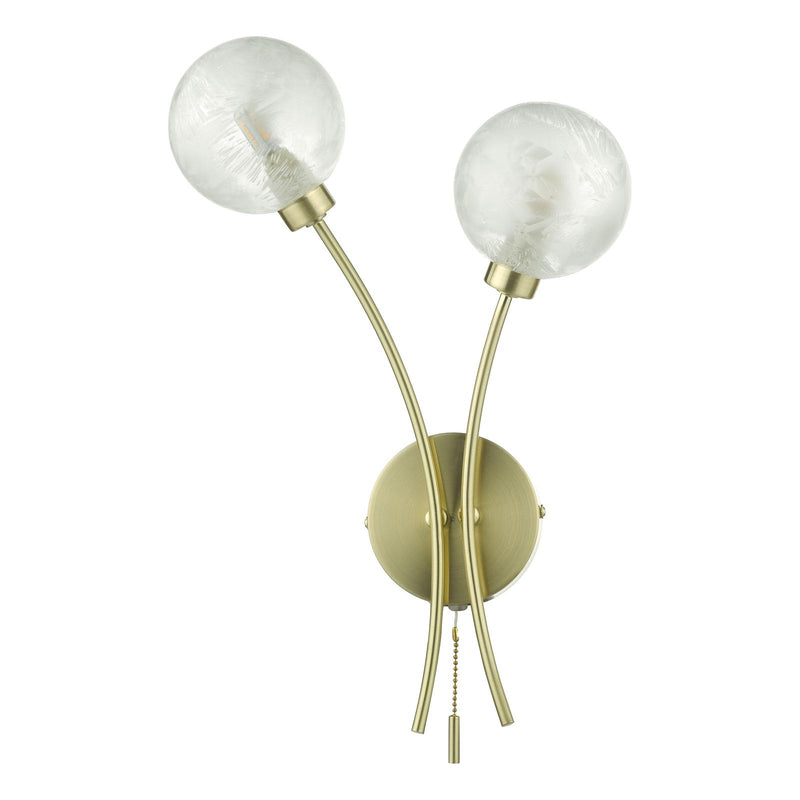 Dar Lighting Avari 2 Light Wall Light Satin Brass Glass • AVA0941