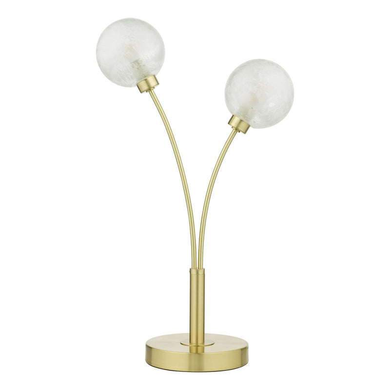Dar Lighting Avari 2 Light Table Lamp Satin Brass Glass • AVA4241