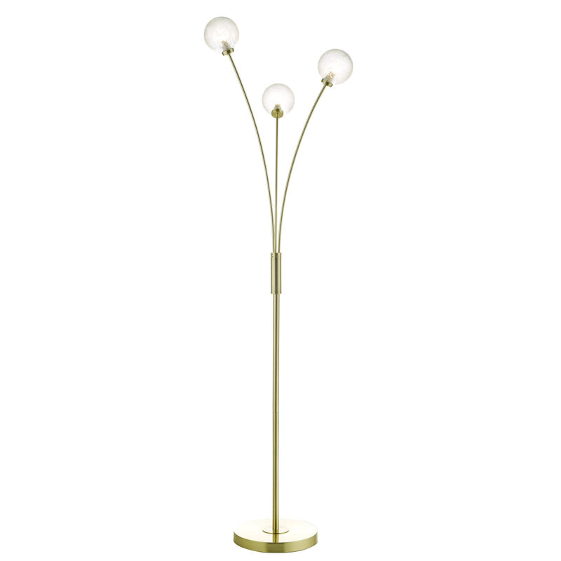 Dar Lighting Avari 3 Light Floor Lamp Satin Brass and Frosted Glass • AVA4941