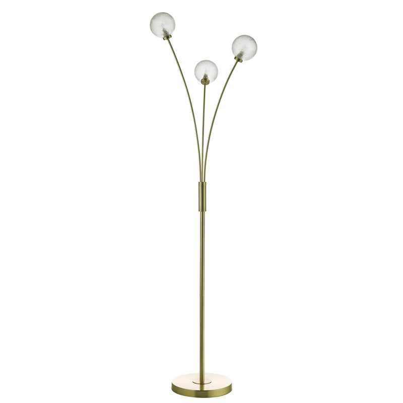 Dar Lighting Avari 3 Light Floor Lamp Satin Brass and Frosted Glass • AVA4941