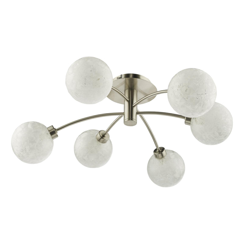 Dar Lighting Avari 6 Light Semi Flush Satin Nickel Frosted Glass  • AVA6446