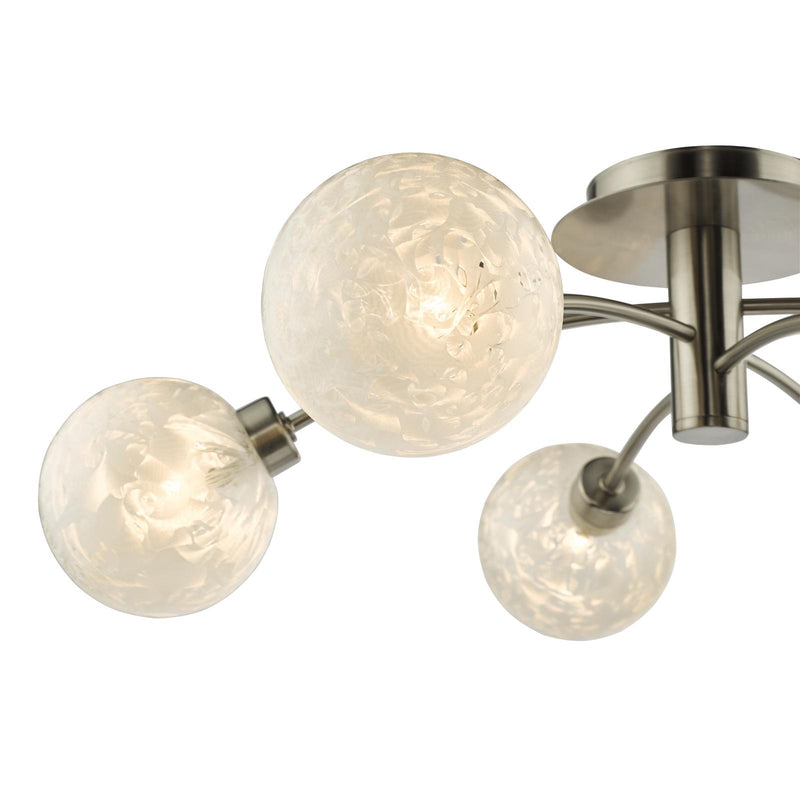 Dar Lighting Avari 6 Light Semi Flush Satin Nickel Frosted Glass  • AVA6446