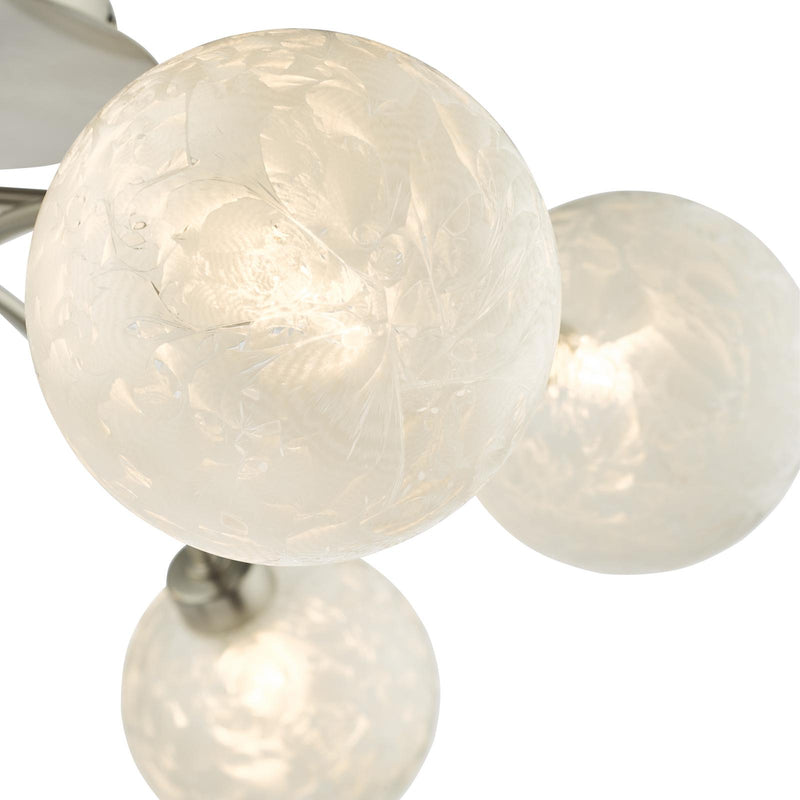 Dar Lighting Avari 6 Light Semi Flush Satin Nickel Frosted Glass  • AVA6446