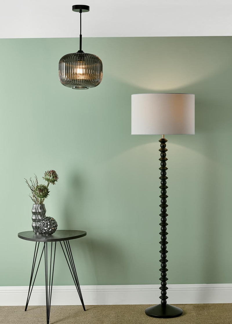Dar Lighting Azana Floor Lamp Matt Black With Shade • AZA4922-PYR182