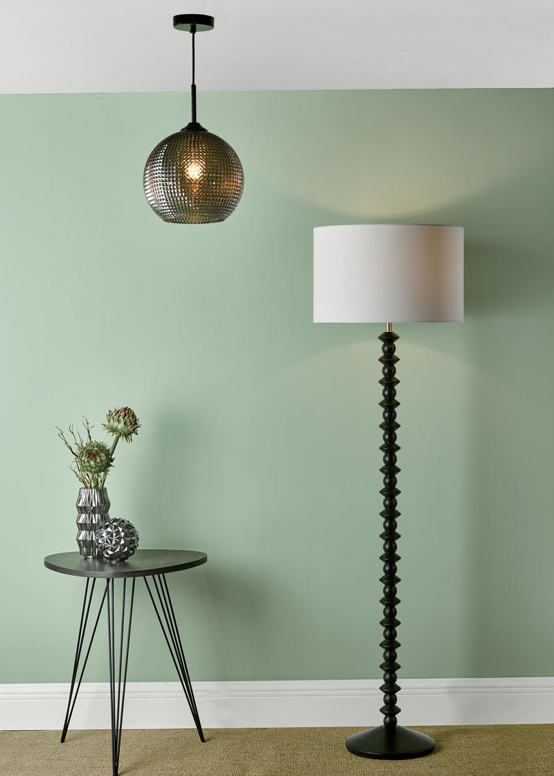 Dar Lighting Azana Floor Lamp Matt Black With Shade • AZA4922-PYR182