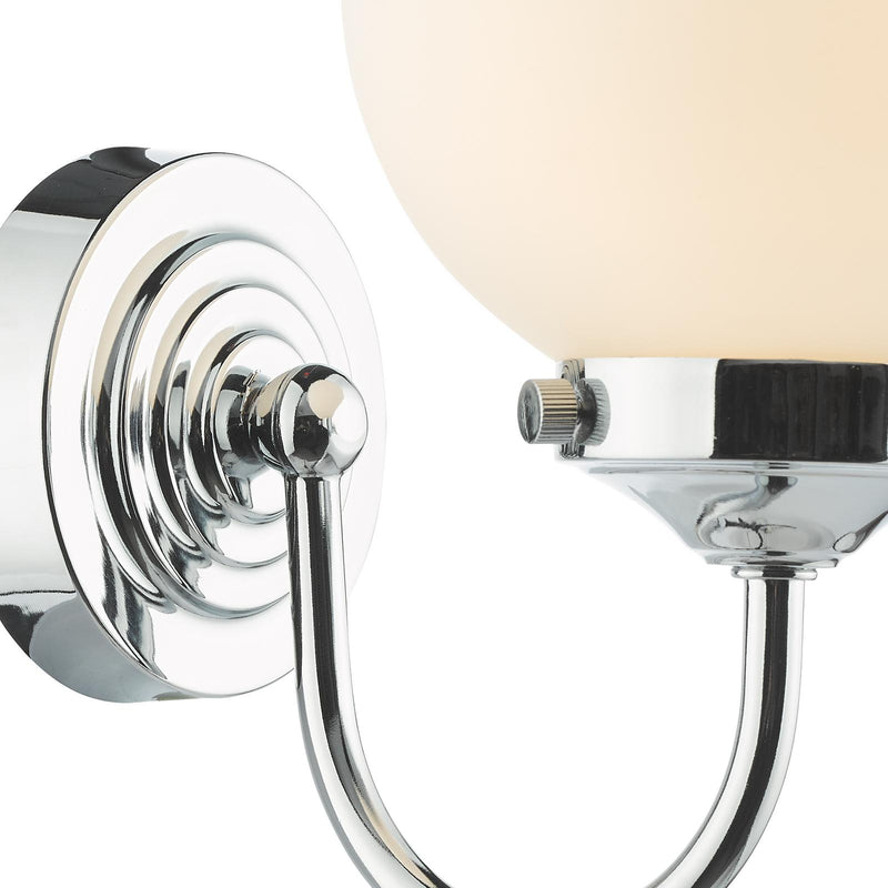Dar Lighting Barclay Bathroom Wall Light Polished Chrome Opal Glass IP44 • BAR0750