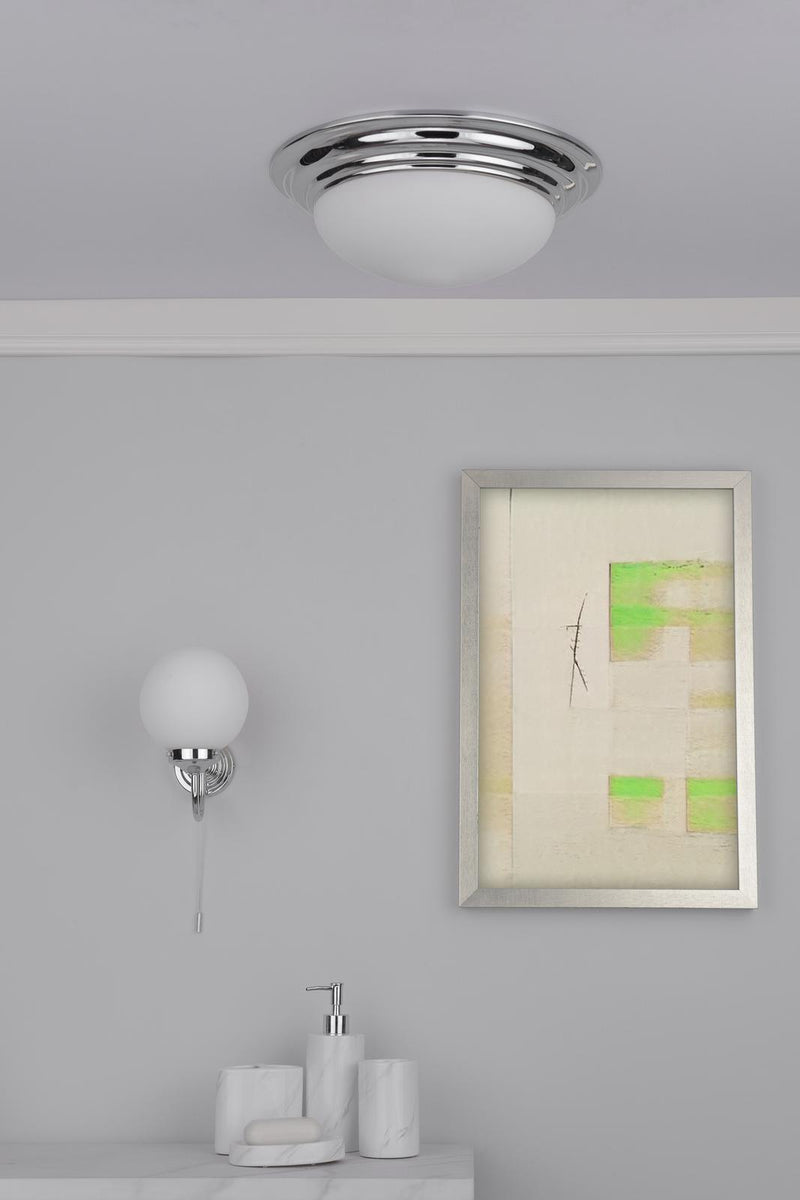 Dar Lighting Barclay Bathroom Wall Light Polished Chrome Opal Glass IP44 • BAR0750