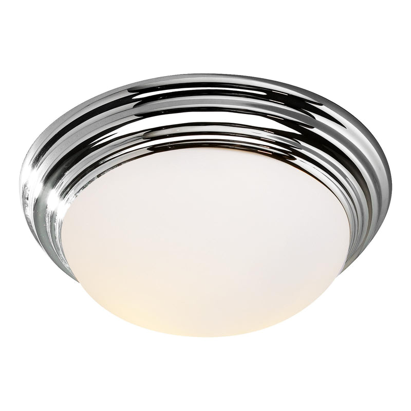 Dar Lighting Barclay Large Bathroom Flush Polished Chrome Opal Glass IP44 • BAR5050