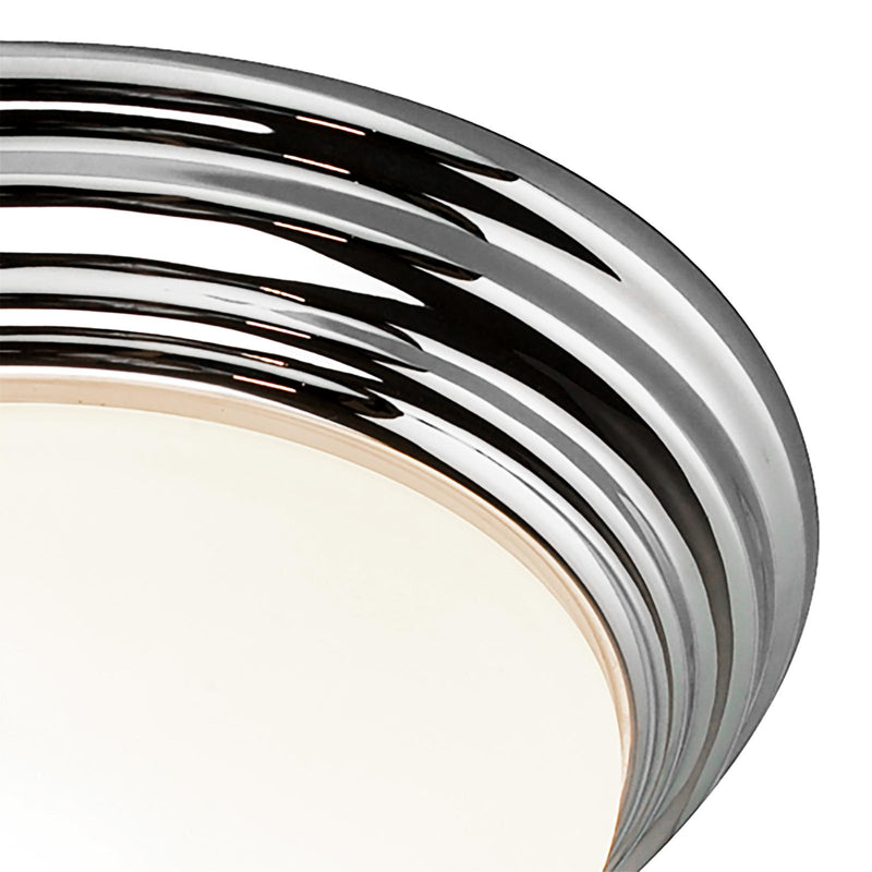 Dar Lighting Barclay Large Bathroom Flush Polished Chrome Opal Glass IP44 • BAR5050