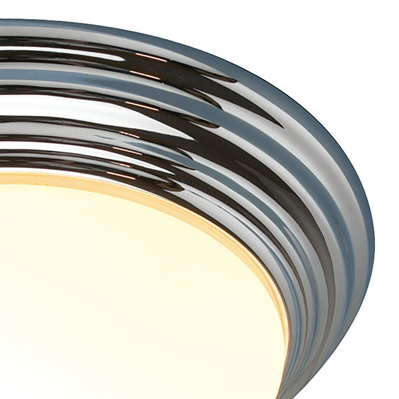 Dar Lighting Barclay Small Bathroom Flush Polished Chrome Opal Glass IP44 • BAR5250