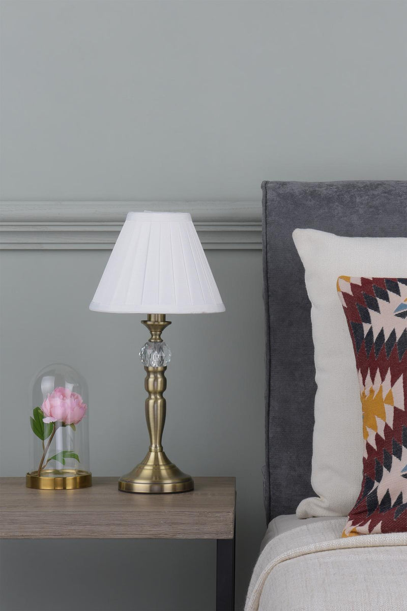 Dar Lighting Beau Touch Table Lamp Antique Brass With Shade • BEA4075