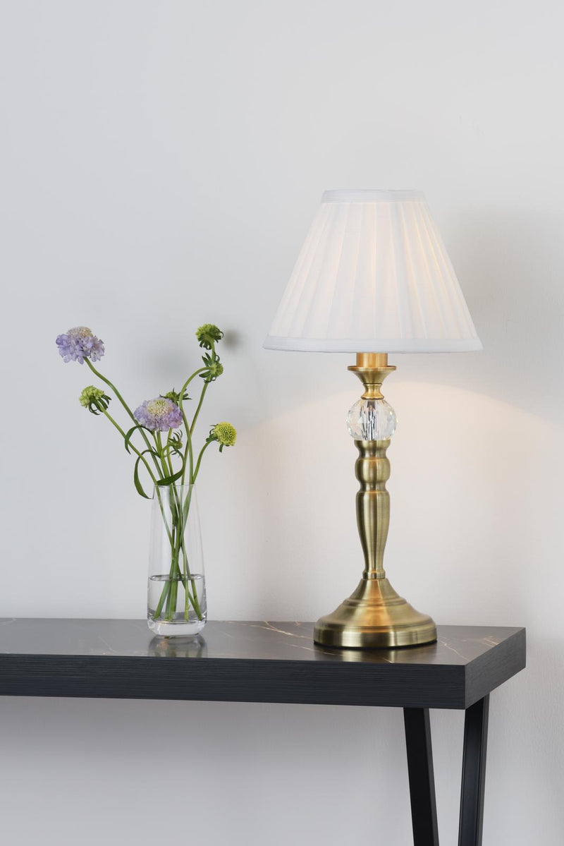 Dar Lighting Beau Touch Table Lamp Antique Brass With Shade • BEA4075
